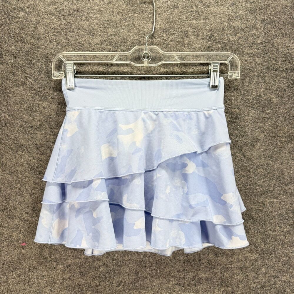Reflex Skort Girls M Medium Blue Camouflage Ruffle A-Line Midi Pull On Stretch